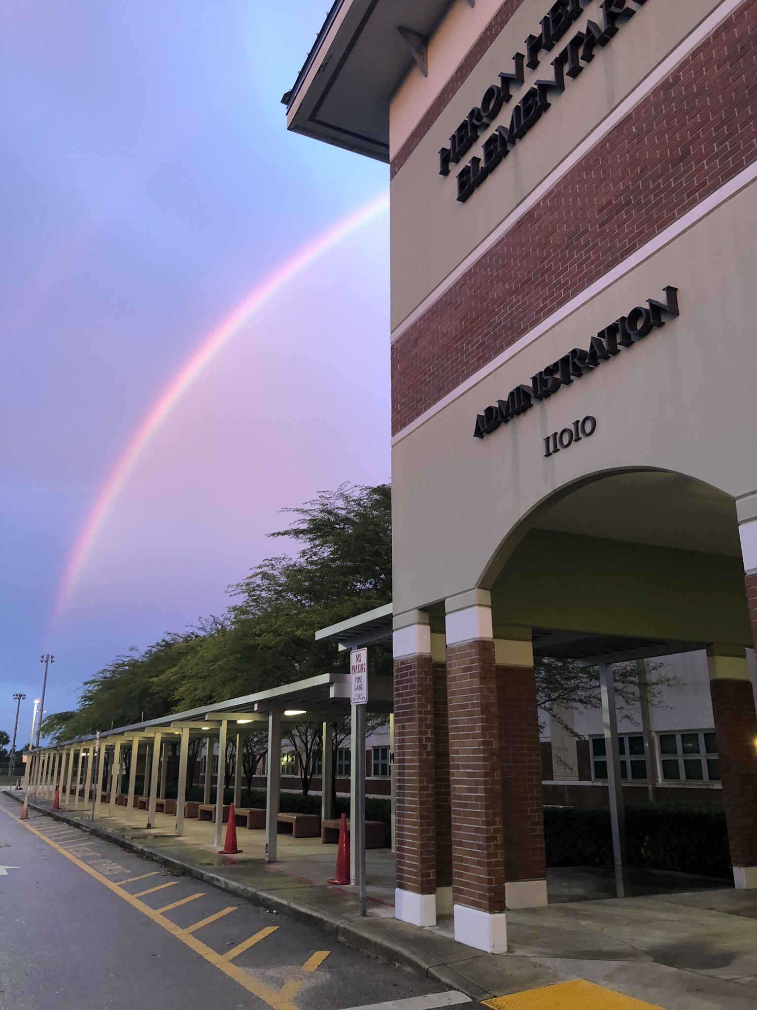 Heron Heights Elementary administration building in Parkland, FL — the first school Ballistiglass donated an install to, in 2018.