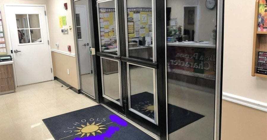 BallistiMAX installed in the main entry doors of a school.
